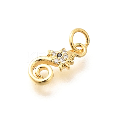 Brass Micro Pave Clear Cubic Zirconia Charms KK-Q040-04B-G-1
