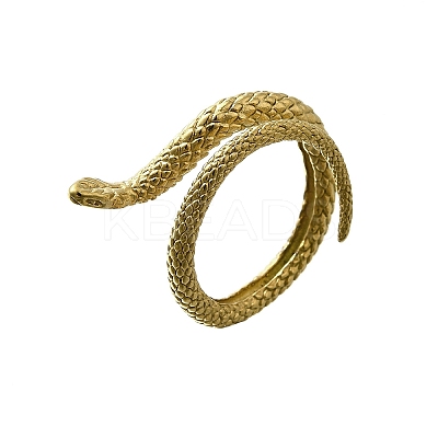 304 Stainless Steel Snake Wrap Cuff Rings for Women RJEW-A060-01G-1