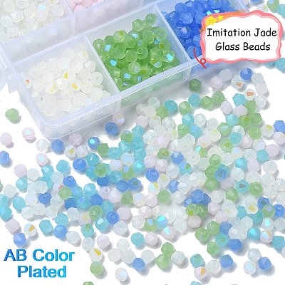 600Pcs 6 Colors Imitation Jade Electroplate Glass Beads Strands GLAA-YW0003-30-1