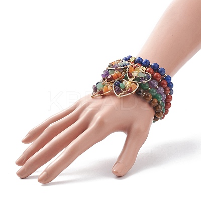 5Pcs 5 Style Natural & Synthetic Mixed Gemstone Stretch Bracelets Set BJEW-JB08747-1