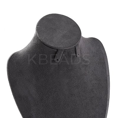 Bust Shaped Microfiber & Wood Jewelry Necklace & Earrings Display Stands NDIS-H042-01B-02-1