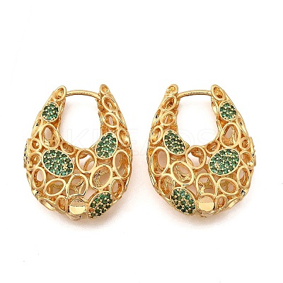 Bag Brass Micro Pave Cubic Zirconia Hoop Earrings EJEW-B148-06G-1