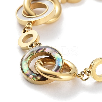Ion Plating(IP) 304 Stainless Steel Interlocking Rings Link Bracelet BJEW-F466-01G-1