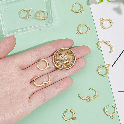 12Pcs Brass Micro Pave Clear Cubic Zirconia Hoop Earring Findings KK-UN0002-23-1