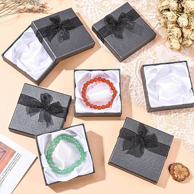 Bowknot Organza Ribbon Cardboard Bracelet Bangle Gift Boxes X-BC148-05-1