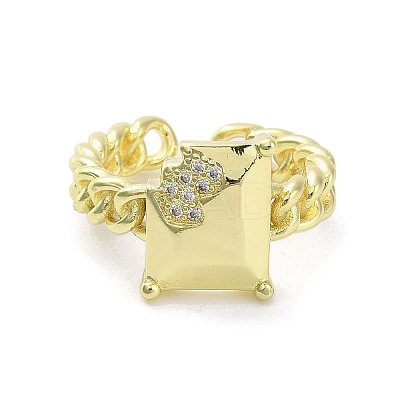 Brass Pave Cubic Zirconia Open Cuff Rings RJEW-M170-14G-1