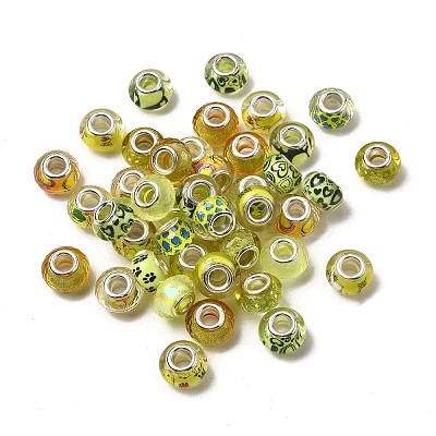 Printed Transparent Resin European Beads RESI-C063-03C-1