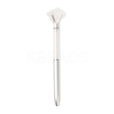 Raw Natural Quartz Crystal Chip on Top Ball-Point Pen AJEW-G063-01B-1