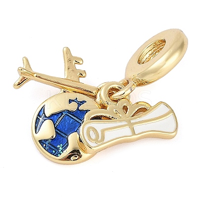 Rack Plating Brass Enamel European Dangle Charms KK-P287-12G-1