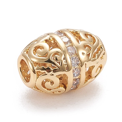 Brass Micro Pave Clear Cubic Zirconia Beads KK-K243-12G-1