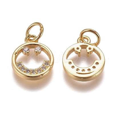 Brass Micro Pave Clear Cubic Zirconia Charms ZIRC-G153-34G-1