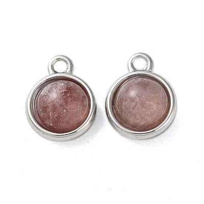 Natural Strawberry Quartz Half Round Charms STAS-L022-397A-P-1