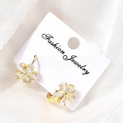 Flower Brass Hoop Earrings EJEW-S256-01B-G-1