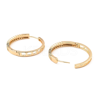 Brass Cubic Zirconia Hoop Earrings EJEW-D078-22KCG-1