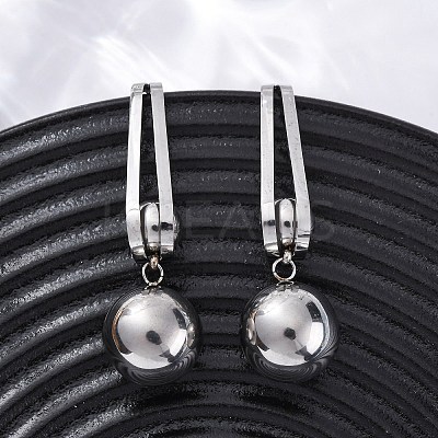 304 Stainless Steel Round Dangle Stud Earrings EJEW-Z098-31P-1