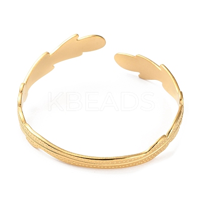 304 Stainless Steel Feather Shape Cuff Bangles BJEW-F457-13G-1