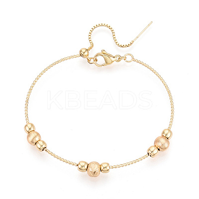 Adjustable Brass Beaded Slider Bracelets for Women BJEW-T022-24G-1