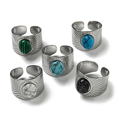 304 Stainless Steel Open Cuff Rings STAS-Z060-16P-1