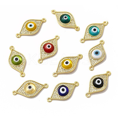 Rack Plating Real 18K Gold Plated Brass Micro Pave Clear Cubic Zirconia Connector Charms ZIRC-L102-02G-1