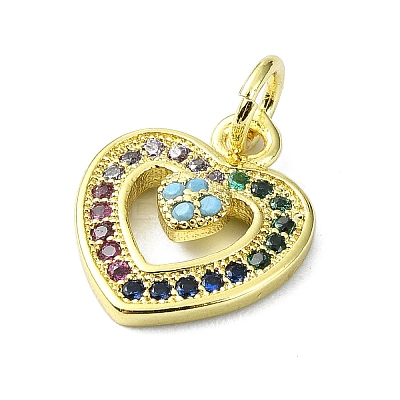 Brass Micro Pave Colorful Cubic Zirconia Pendants KK-H475-14G-05-1