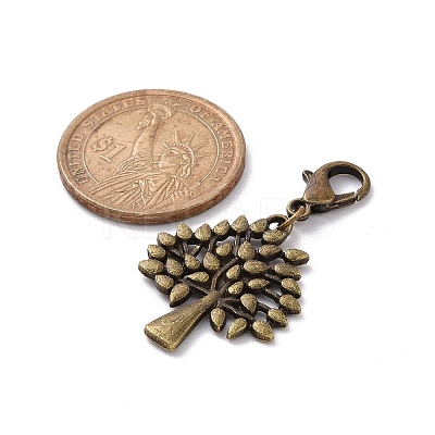5Pcs 5 Styles Autumn Leaf & Tree Alloy Pendants Decorations Set HJEW-JM00825-1