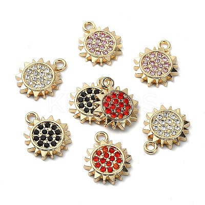Golden Rack Plating Alloy Rhinestone Pendants PALLOY-F308-19G-1