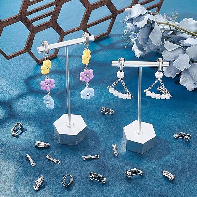 50Pcs 5 Style 201 & 304 Stainless Steel Clip-on Earring Converters Findings STAS-UN0038-19-1