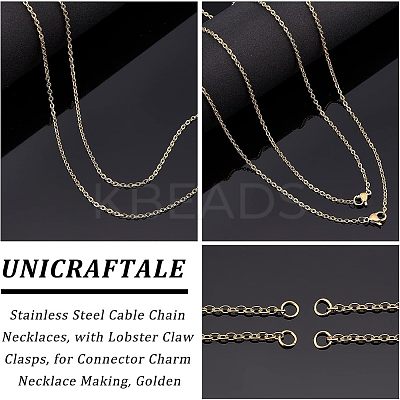 Half Finished 304 Stainless Steel Cable Chain Necklaces STAS-UN0038-66G-1