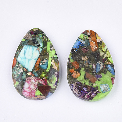 Synthetic Gold Line Regalite/Imperial Jasper/Sea Sediment Jasper Pendants G-S329-074D-1
