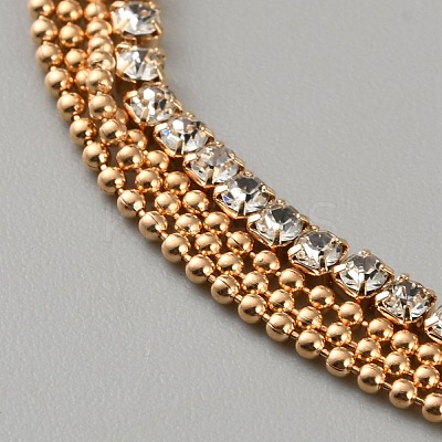 Alloy Ball Chain 3 Layer Anklets for Women AJEW-Z047-01G-1