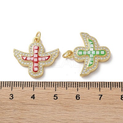 Brass Micro Pave Cubic Zirconia Pendants KK-C045-21G-1