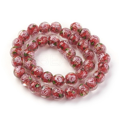 Handmade Gold Sand Lampwork Beads Strands LAMP-P051-D01-1