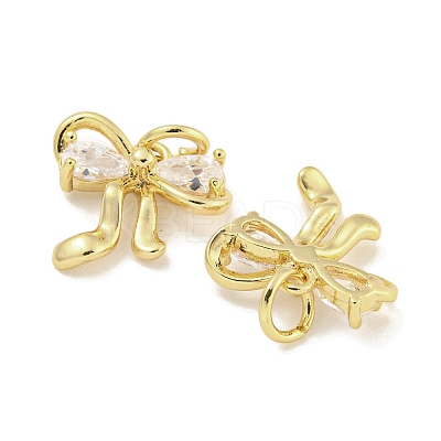 Brass with Clear Cubic Zirconia Charms with Jump Rings KK-Q820-09G-1