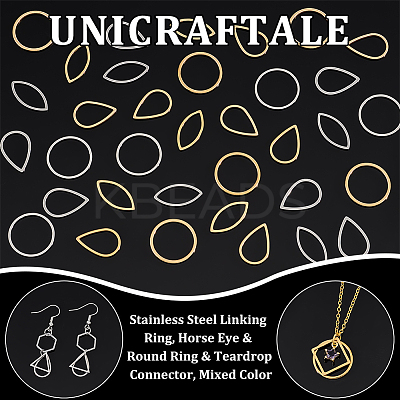 48Pcs 6 Styles Stainless Steel Linking Ring STAS-UN0056-48-1