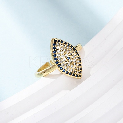 Brass Micro Pave Cubic Zirconia Cuff Open Rings for Women RJEW-K264-09B-G-1