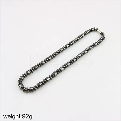 Synthetic Magnetic Hematite Rondelle and Column Beaded Nacklaces for Men WA5844-3-1