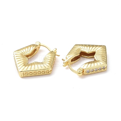 Rack Plating Brass Rhombus Hoop Earrings for Women EJEW-F306-05G-1