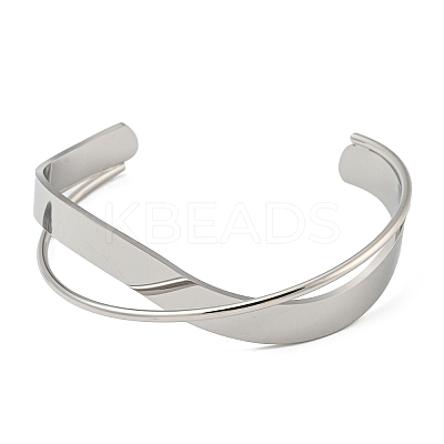 Non-Tarnish 304 Stainless Steel Plain Cuff Bracelet BJEW-B076-02P-1