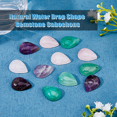 12Pcs 3 Styles Natural Mixed Stone Cabochons G-DC0001-15-1