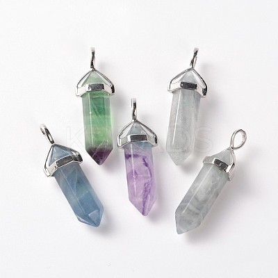 Faceted Bullet Natural Fluorite Double Terminated Pointed Pendants X-G-J261-B16-1