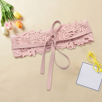 Imitation Leather Flower Lace Wide Chain Belts AJEW-WH20077-032C-1