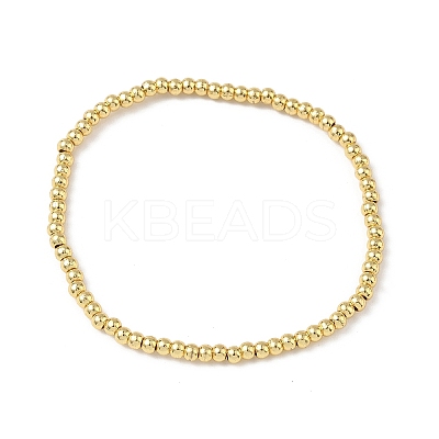 Brass Round Beaded Stretch Bracelets for Men Women BJEW-B148-05A-G-1
