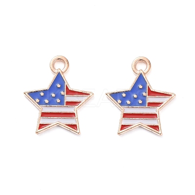 50Pcs Independence Day Light Gold Plated Alloy Enamel Pendants ENAM-LS0001-08LG-1