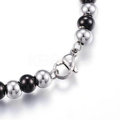 304 Stainless Steel Beaded Bracelets BJEW-G544-31A-1