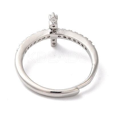 Rack Plating Brass Cubic Zirconia Arabic Letters Adjustable Rings for Women RJEW-S407-10P-08-1