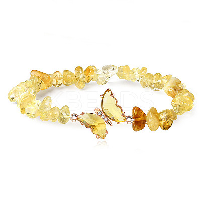 Fashionable Natural Yellow Quartz Chips Beaded Bracelets TI6720-2-1