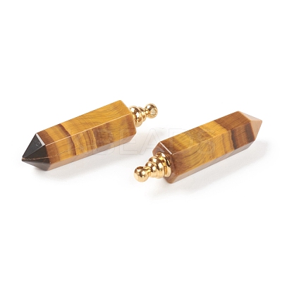 Faceted Natural Tiger Eye Pointed Pendants G-H252-F04-1