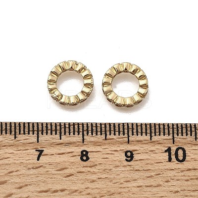 Brass Micro Pave Clear Cubic Zirconia Rondelle European Beads KK-Z126-21G-1