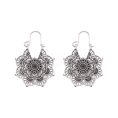 Bohemian Retro Style Alloy Dangle Hoop Earrings X1-EJEW-TAC0003-01AS-1