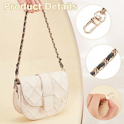 Cowhide Leather Purse Iron Chain Straps FIND-WH0156-32KCG-1